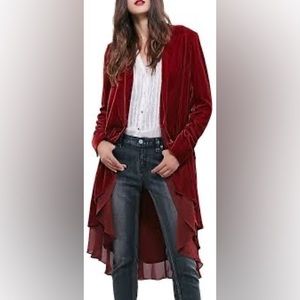Red velvet duster cardigan size small